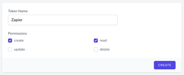 API Token screen API Token screen